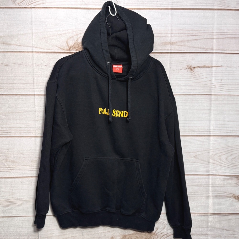 Full Send x Snoop Dogg Black Hoodie Yellow Graphic Mens Large RN162361